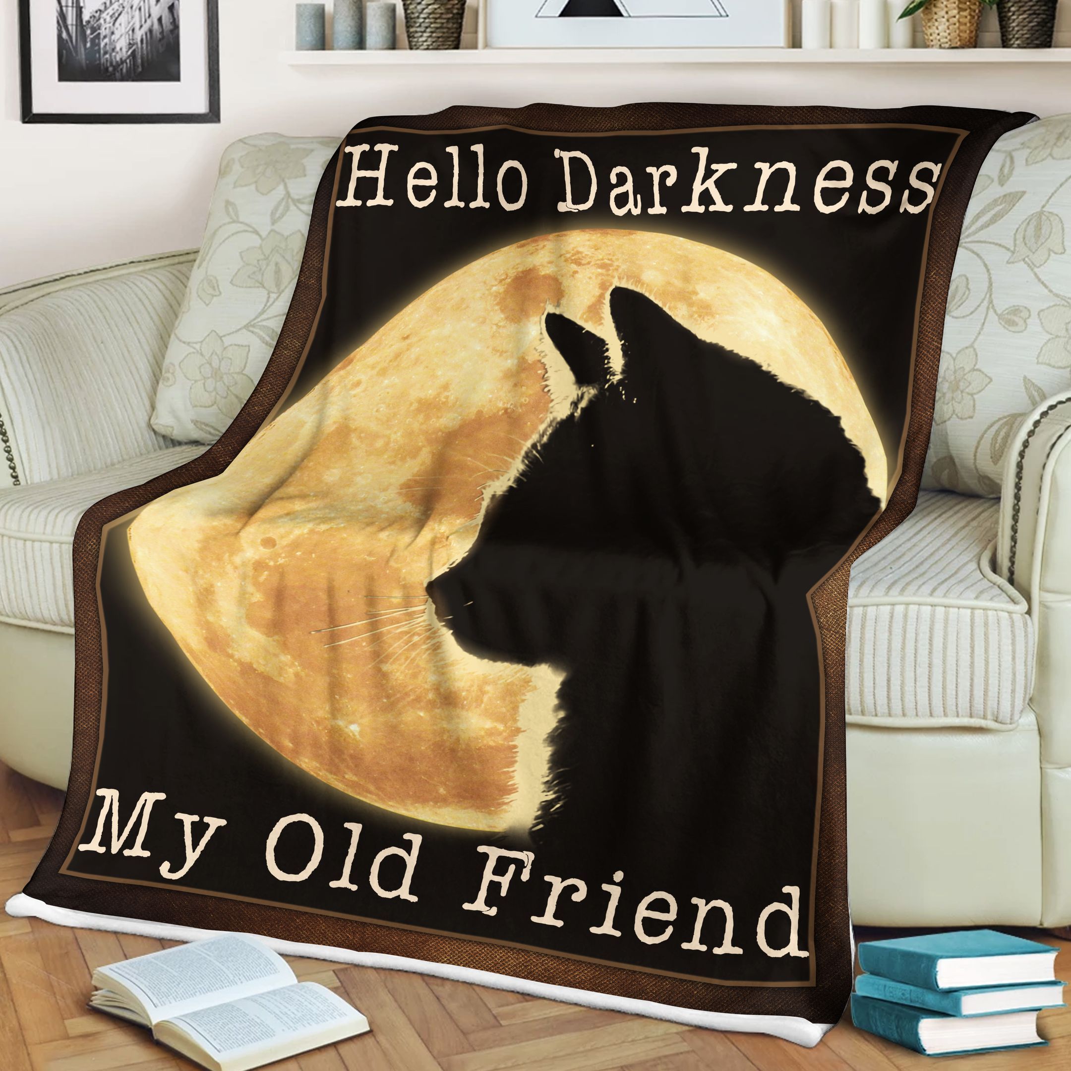 Cat Hello Darkness Sherpa Fleece Blanket
