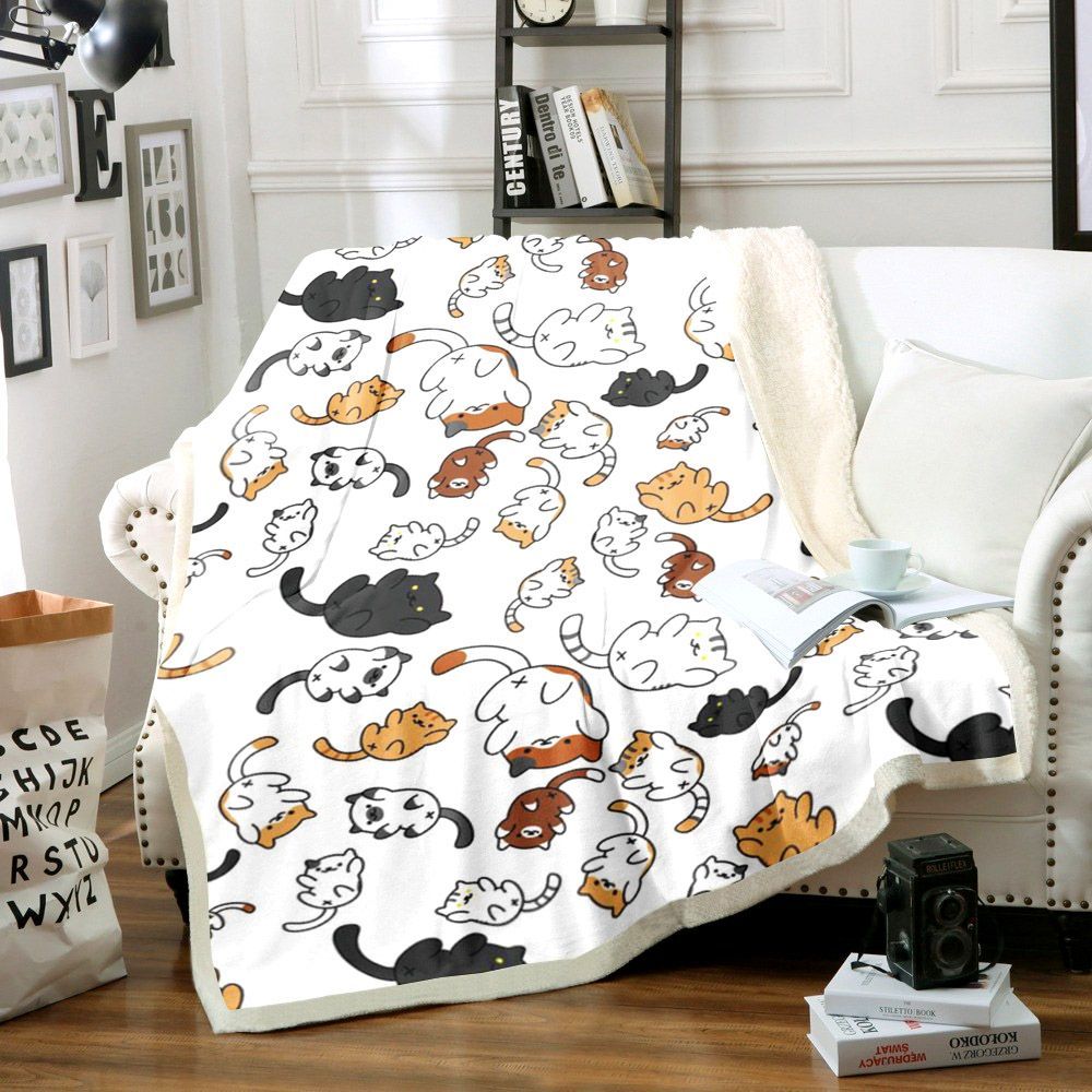 Cat Sherpa Fleece Blanket
