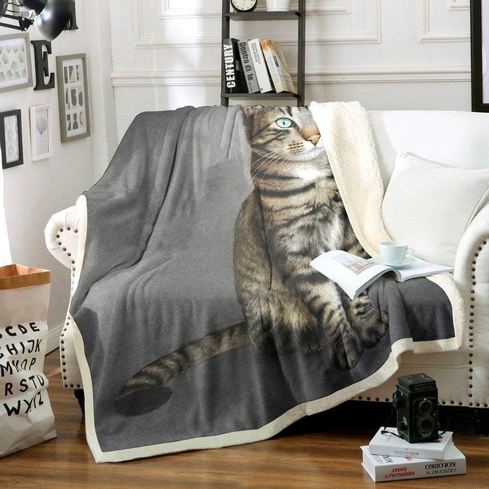 Cat Sherpa Fleece Blanket