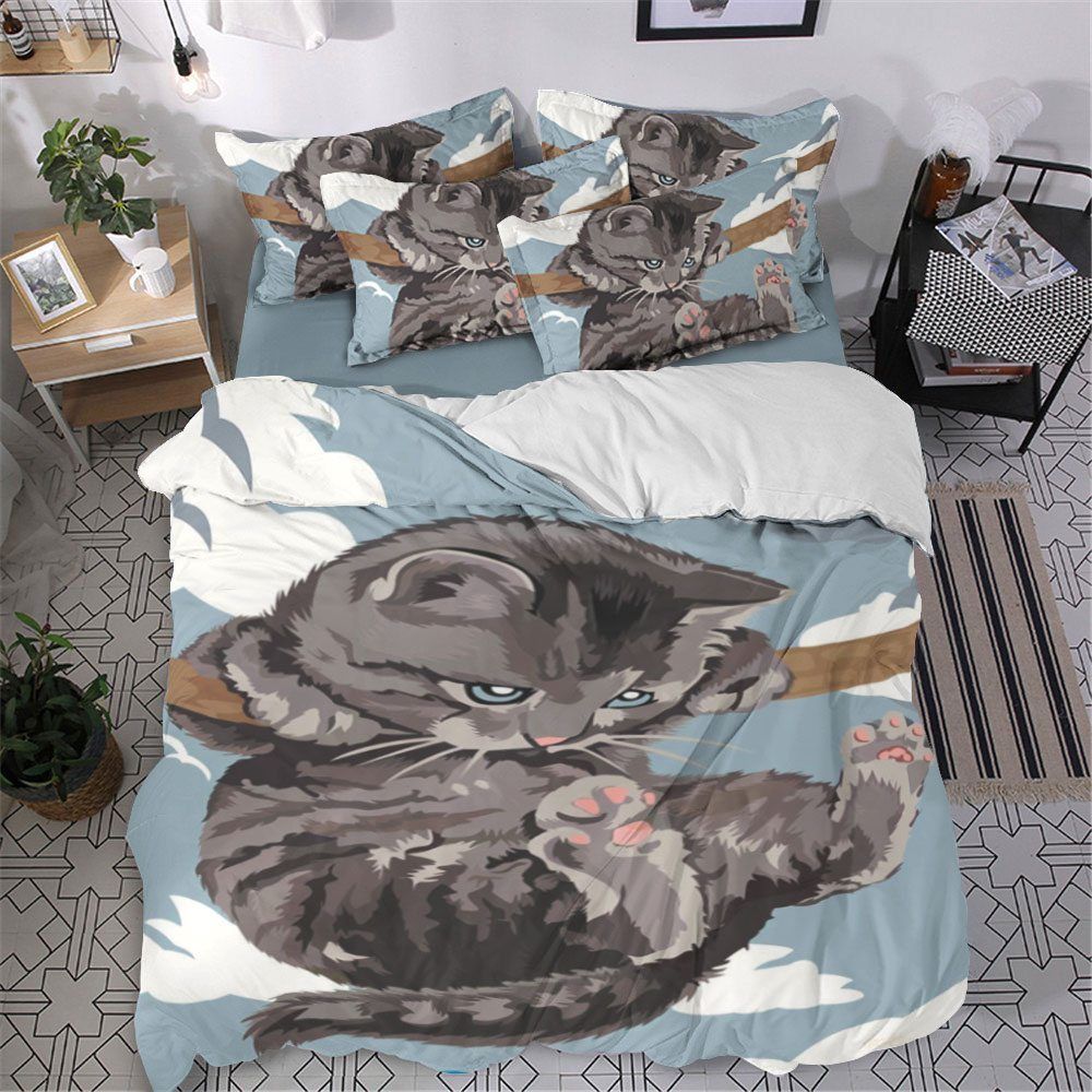 Cat Cotton Bed Sheets Spread Comforter Bedding Set