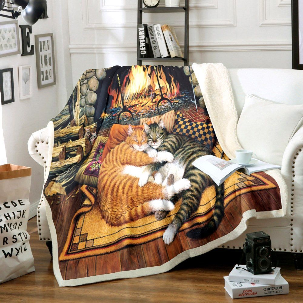 Cat Sherpa Fleece Blanket
