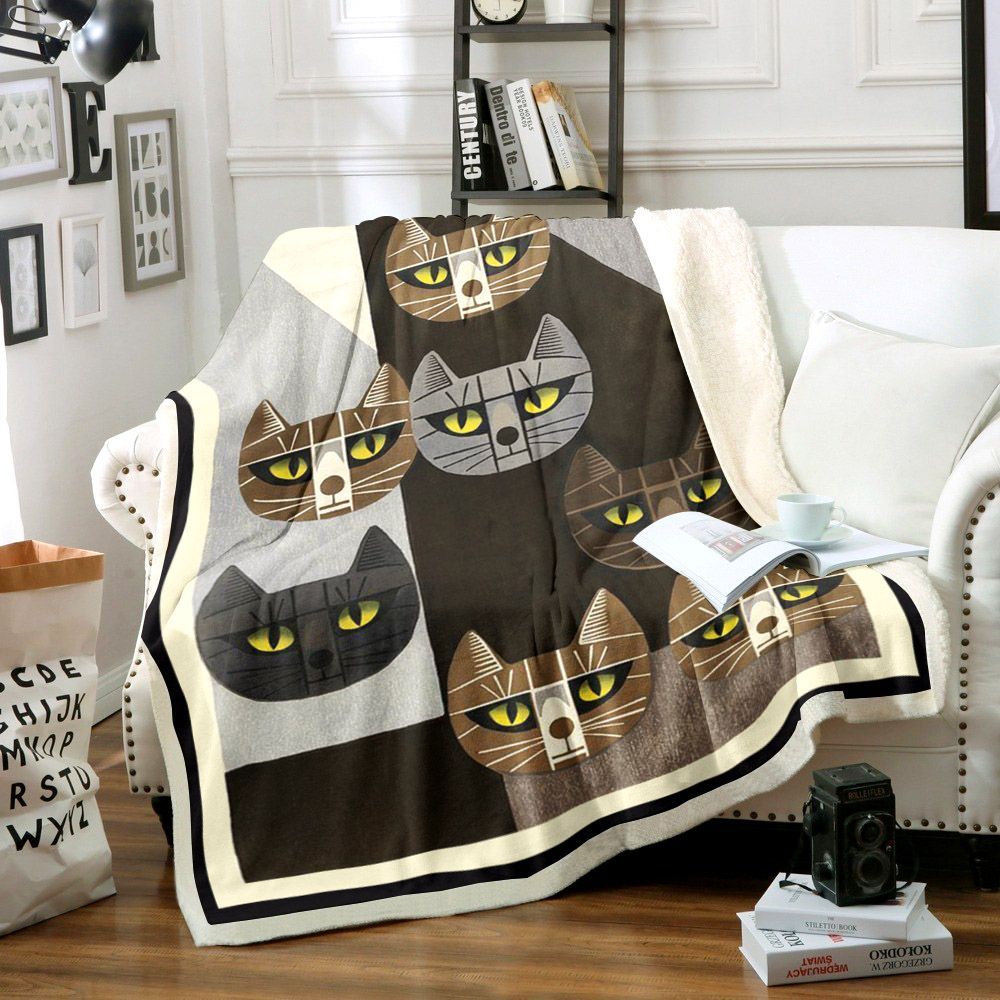 Cat Sherpa Fleece Blanket