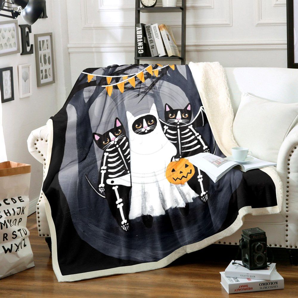 Cat Sherpa Fleece Blanket