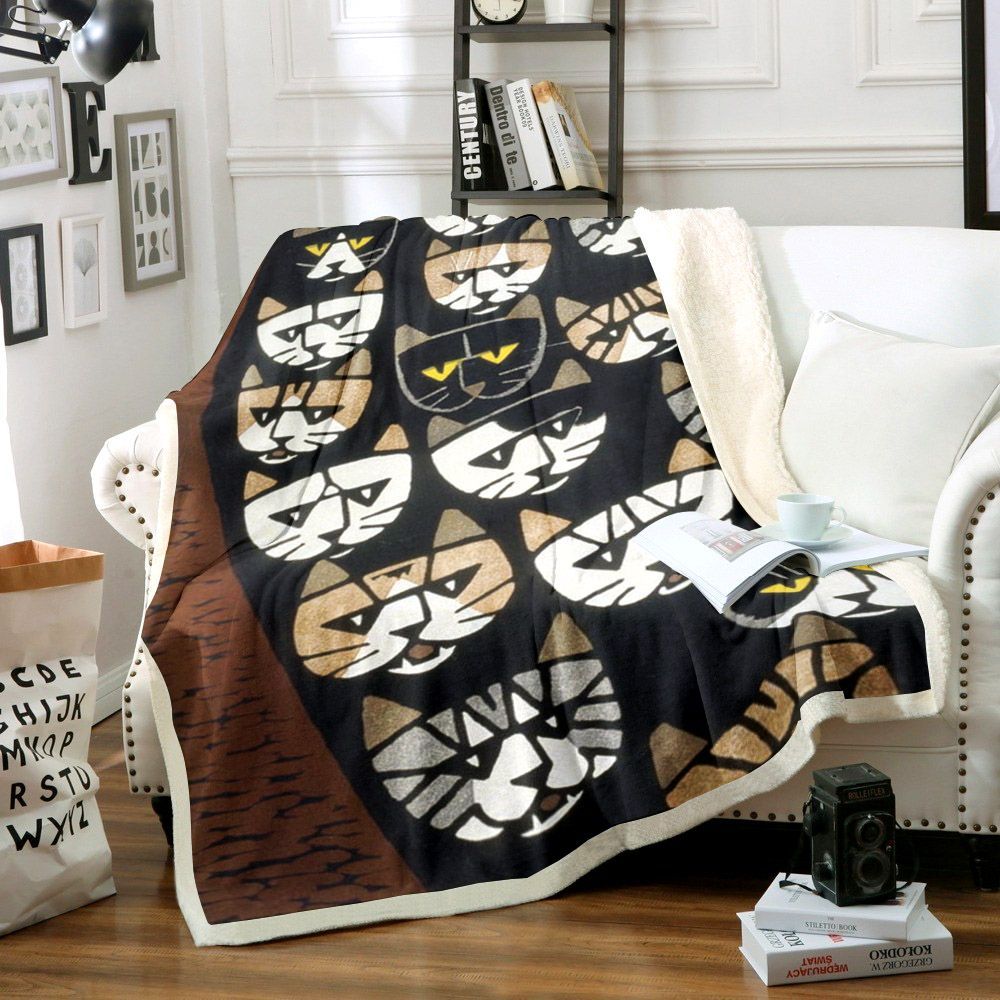 Cat Sherpa Fleece Blanket