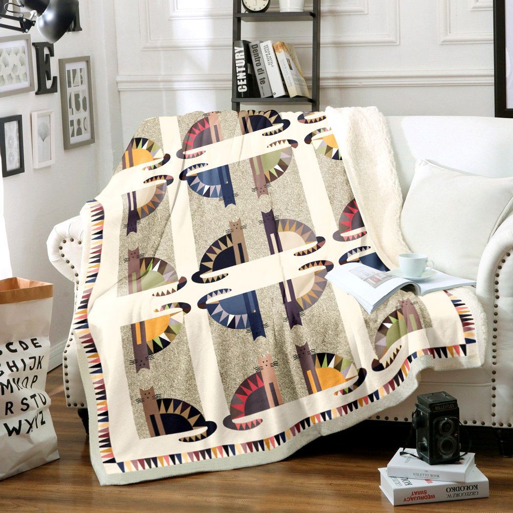 Cat Sherpa Fleece Blanket