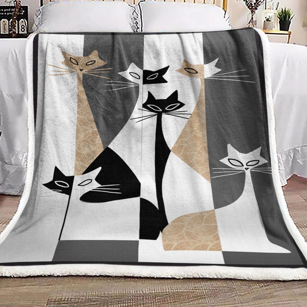 Cat Sherpa Fleece Blanket