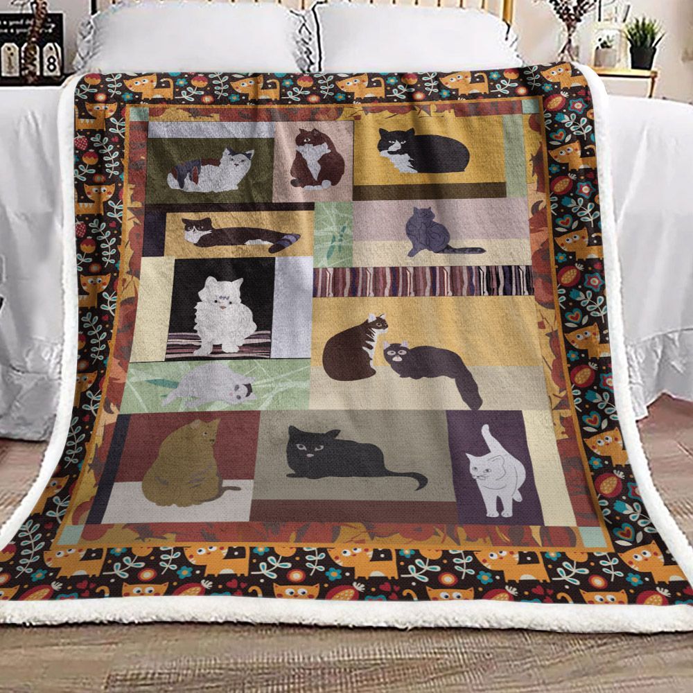 Cat Sherpa Fleece Blanket