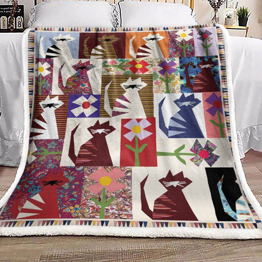 Cat Sherpa Fleece Blanket