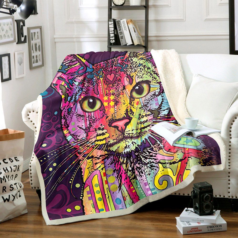 Cat Sherpa Fleece Blanket