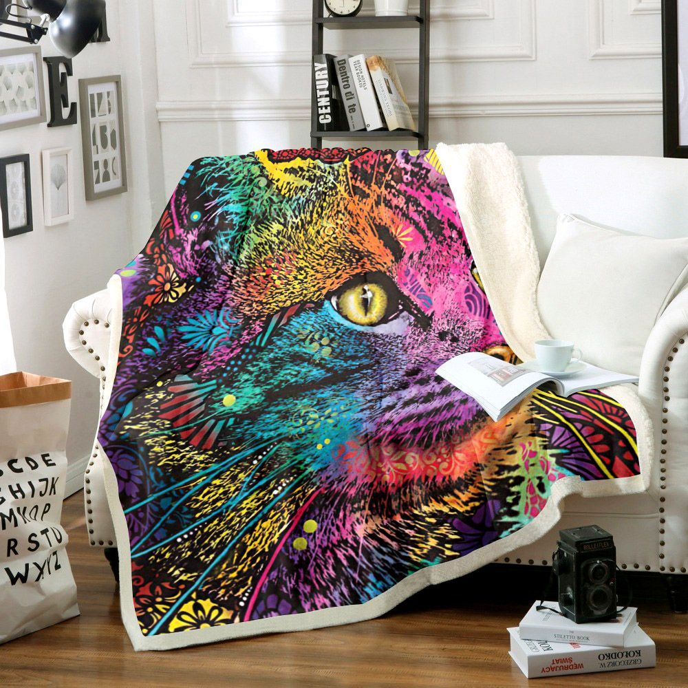 Cat Sherpa Fleece Blanket