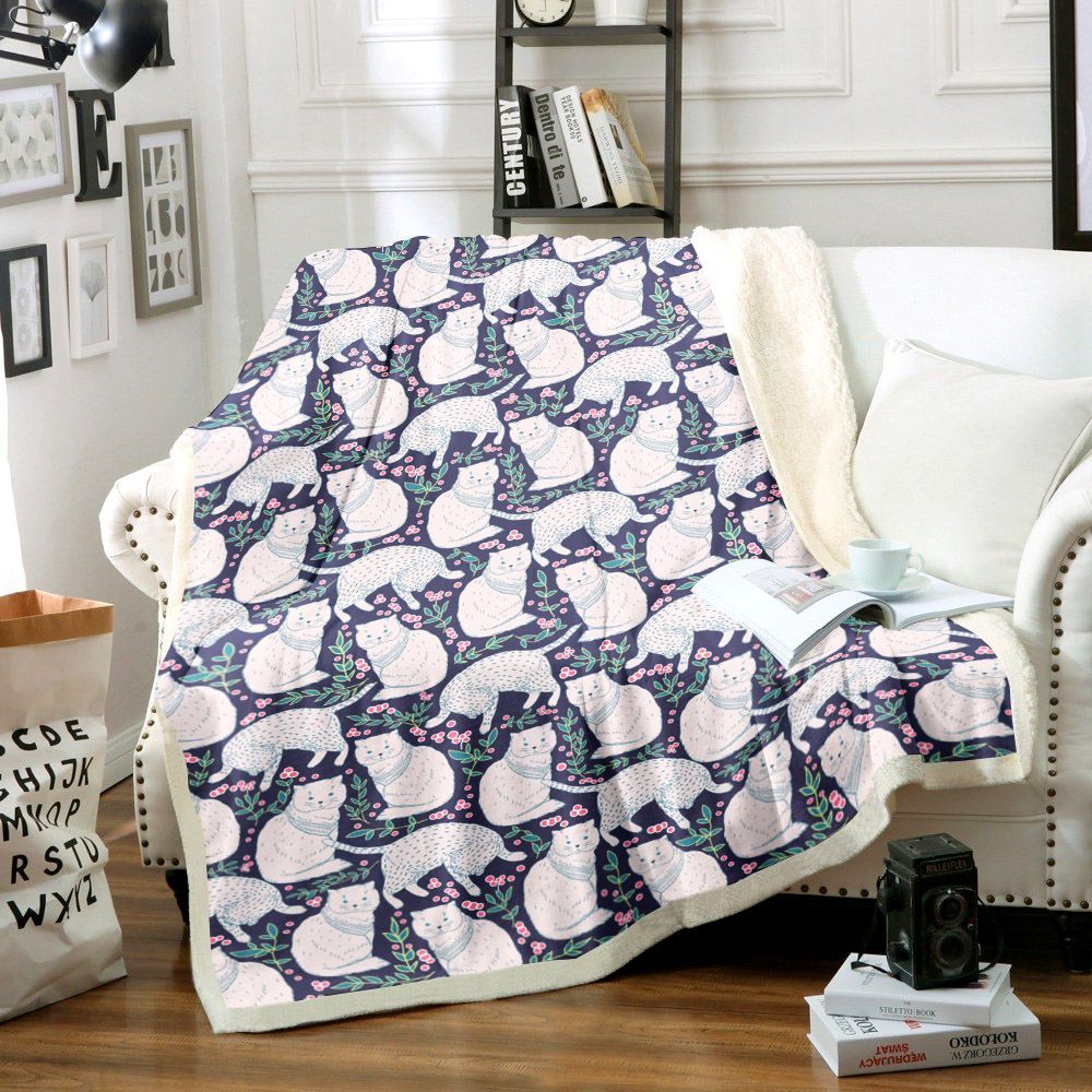 Cat Sherpa Fleece Blanket