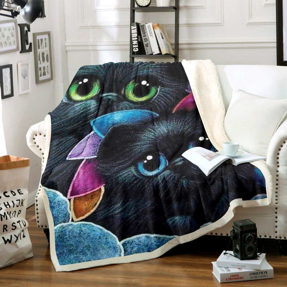 Cat Sherpa Fleece Blanket