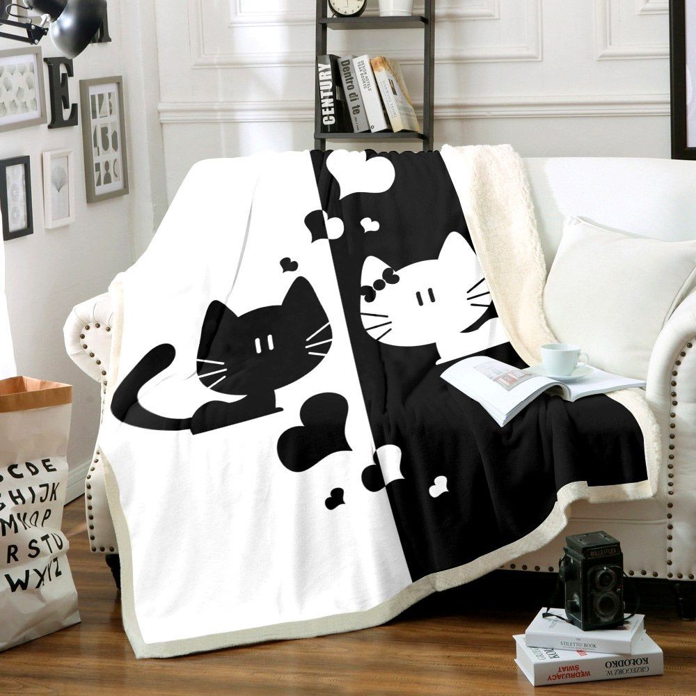 Cat Sherpa Fleece Blanket