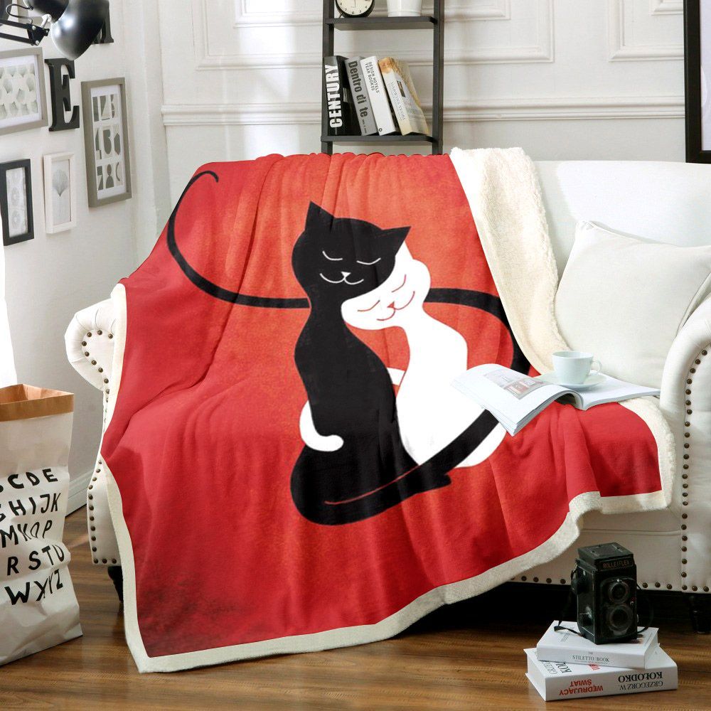Cat Sherpa Fleece Blanket