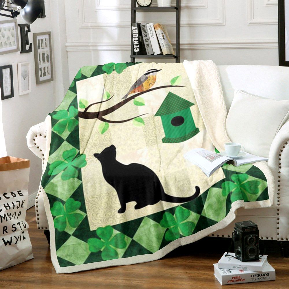 Cat Sherpa Fleece Blanket