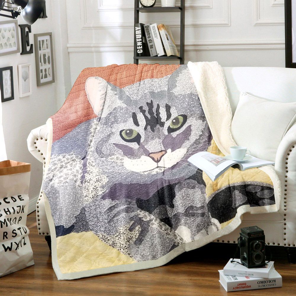 Cat Sherpa Fleece Blanket