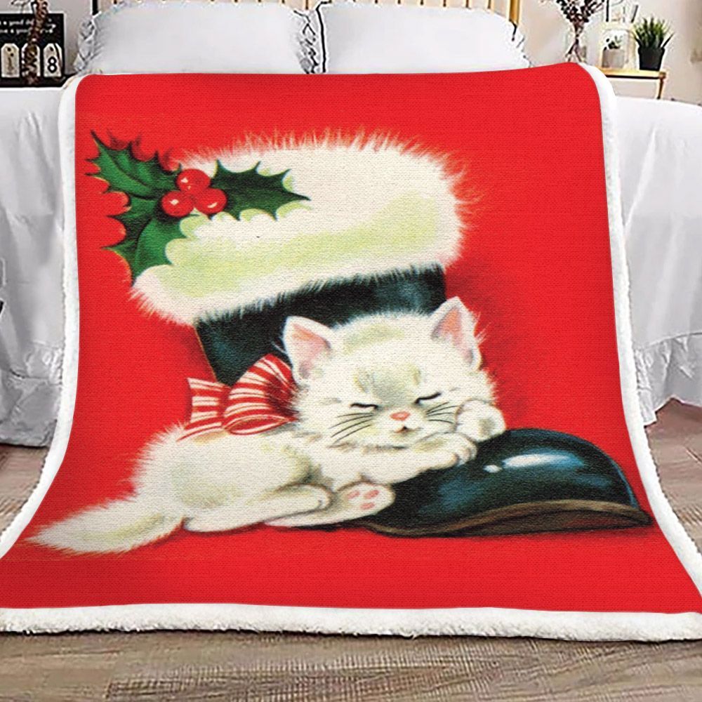 Cat Sherpa Fleece Blanket