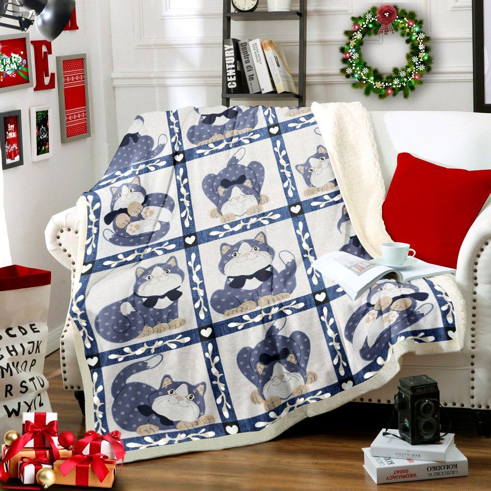 Cat Sherpa Fleece Blanket
