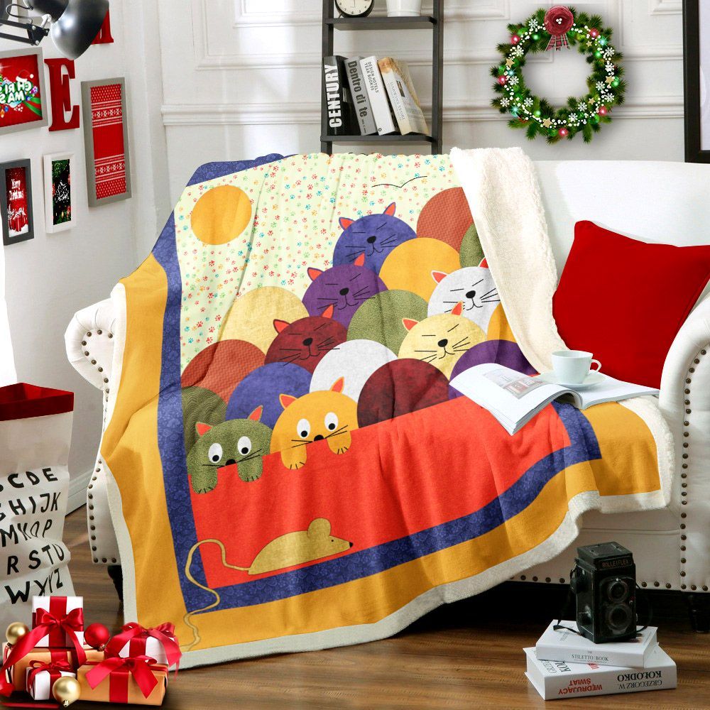 Cat Sherpa Fleece Blanket