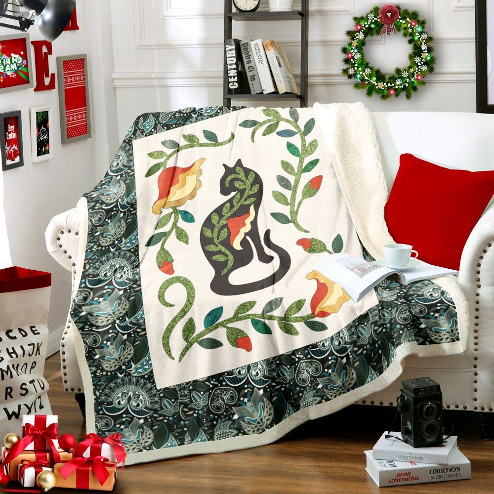 Cat Sherpa Fleece Blanket