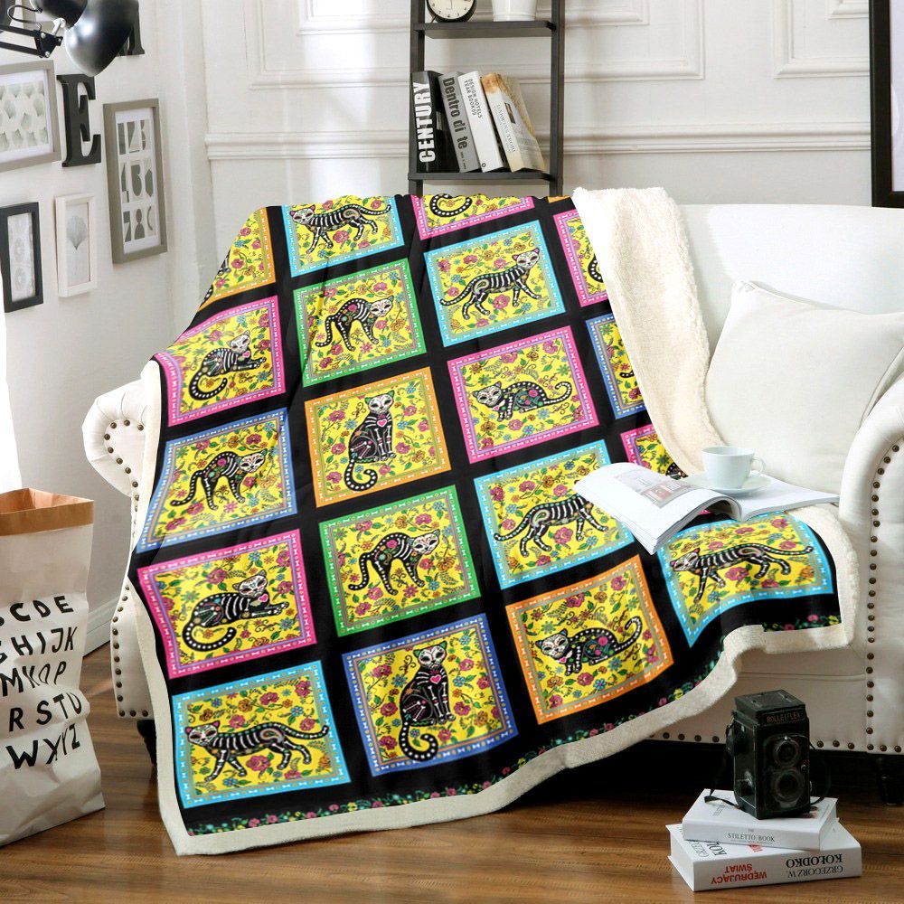 Cat Sherpa Fleece Blanket