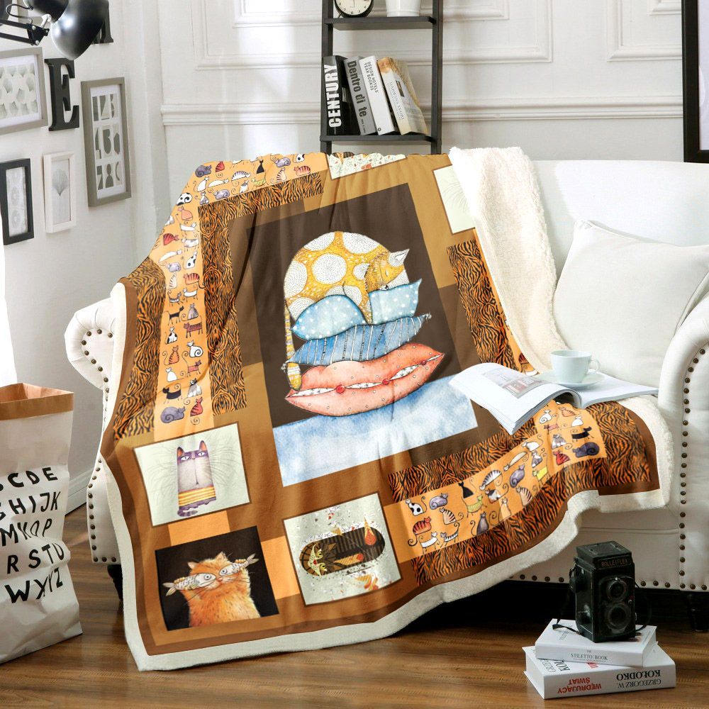 Cat Sherpa Fleece Blanket