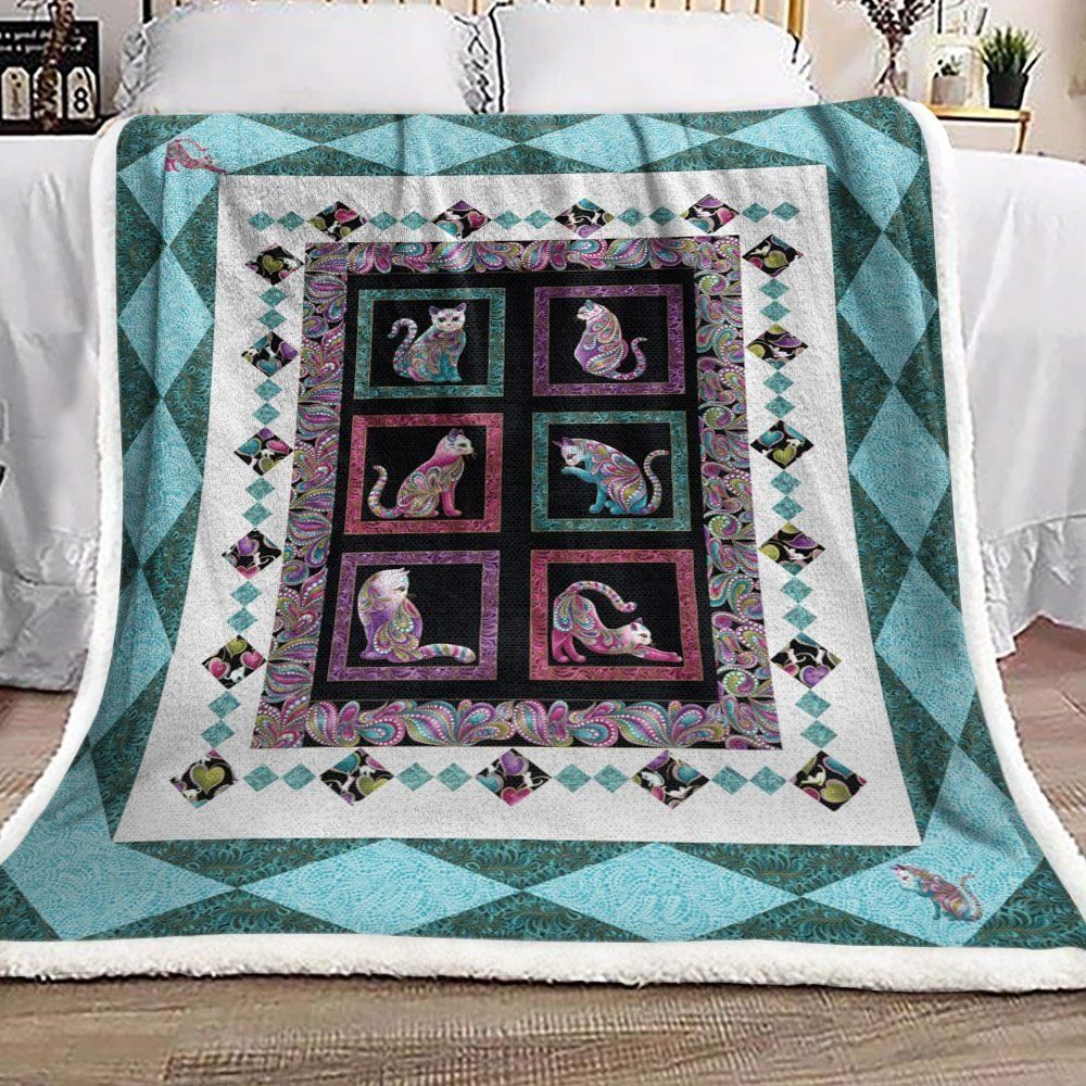 Cat Sherpa Fleece Blanket