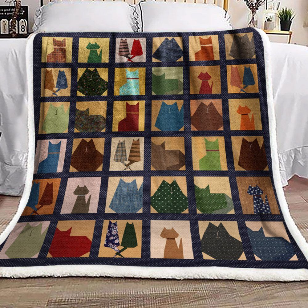 Cat Sherpa Fleece Blanket