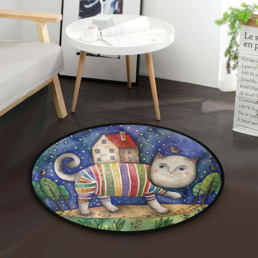 Cat House Star Round Carpet