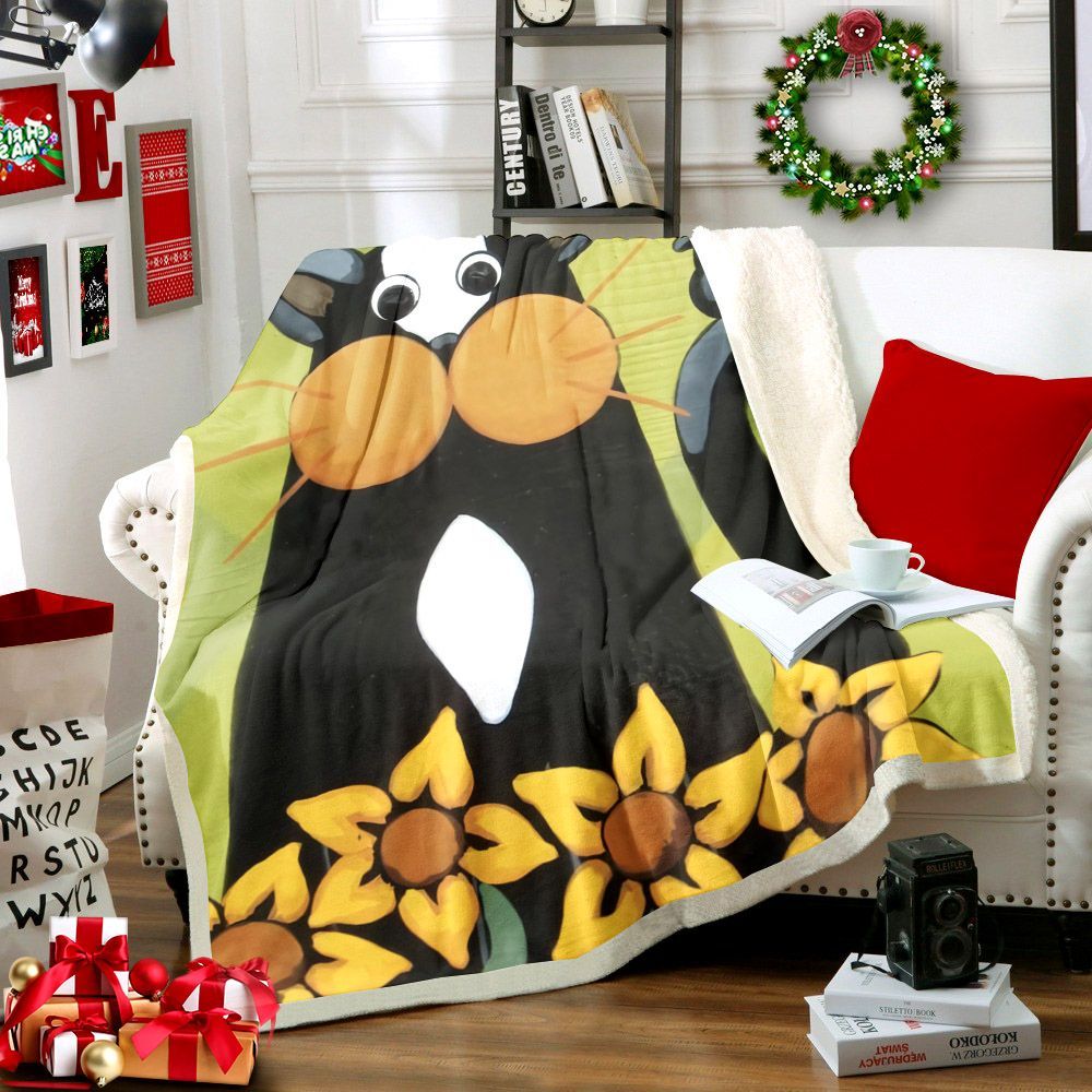 Cat Sherpa Fleece Blanket