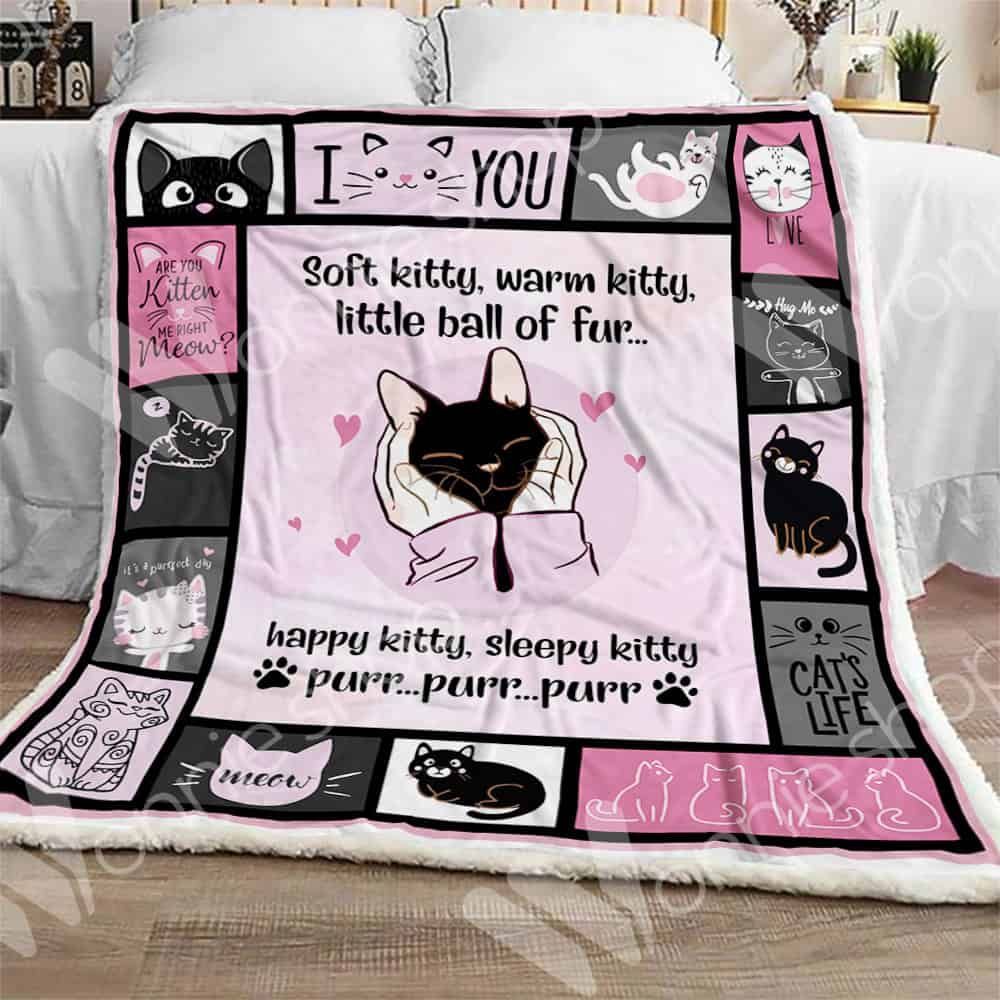 Cat I Love You Sherpa Fleece Blanket