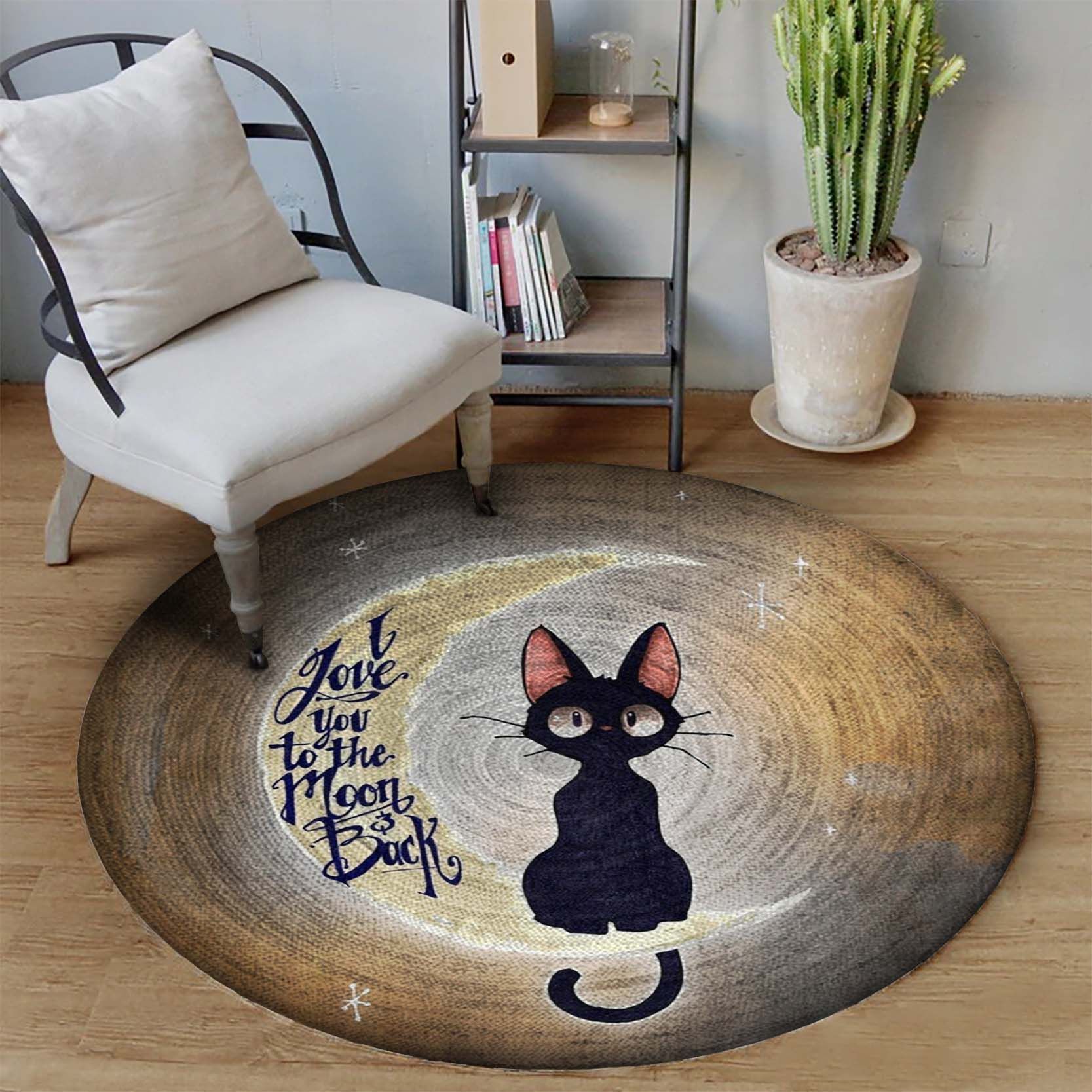 Cat I Love You To The Moon And Back Round Carpet