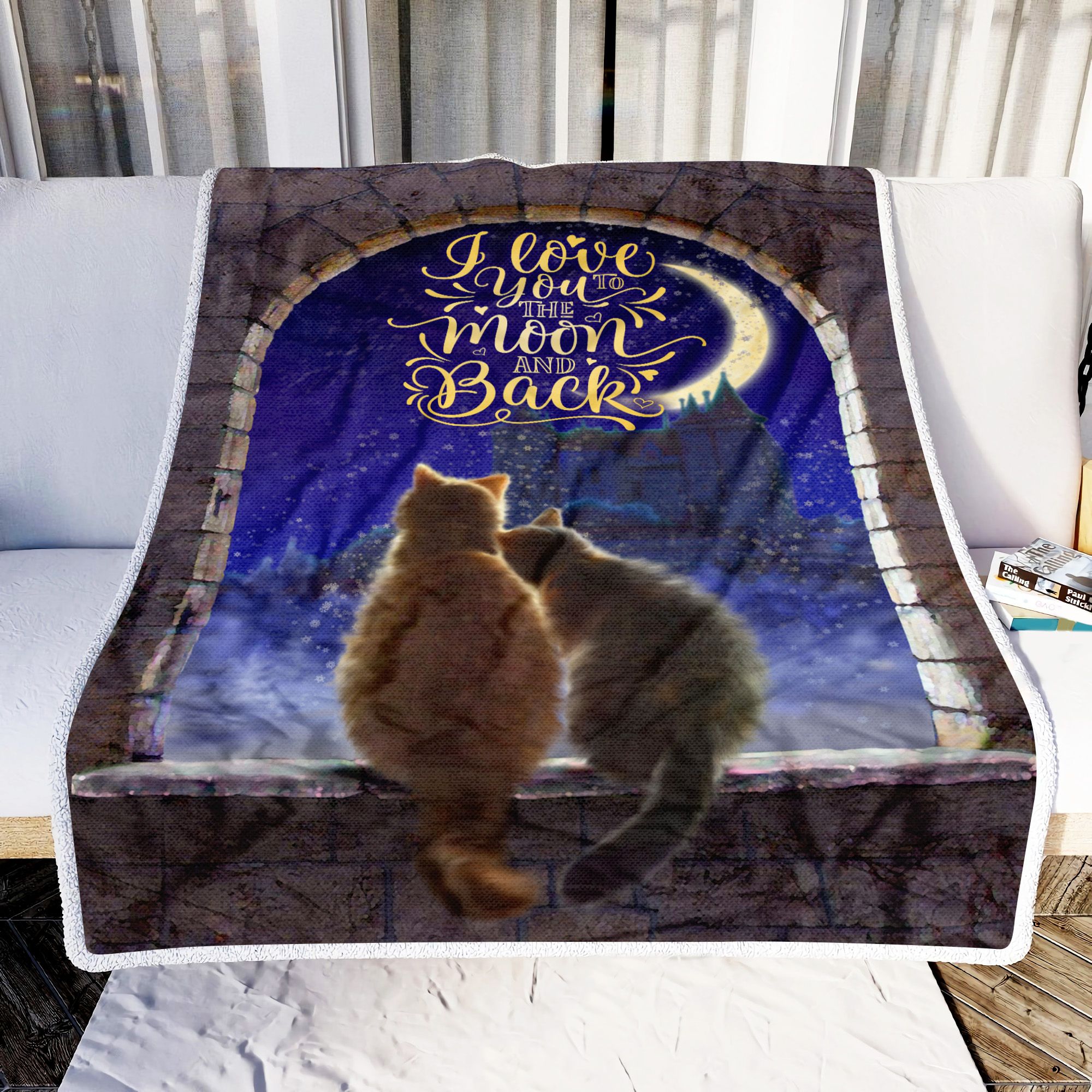 Cat I Love You To The Moon And Back Fleece Blanket