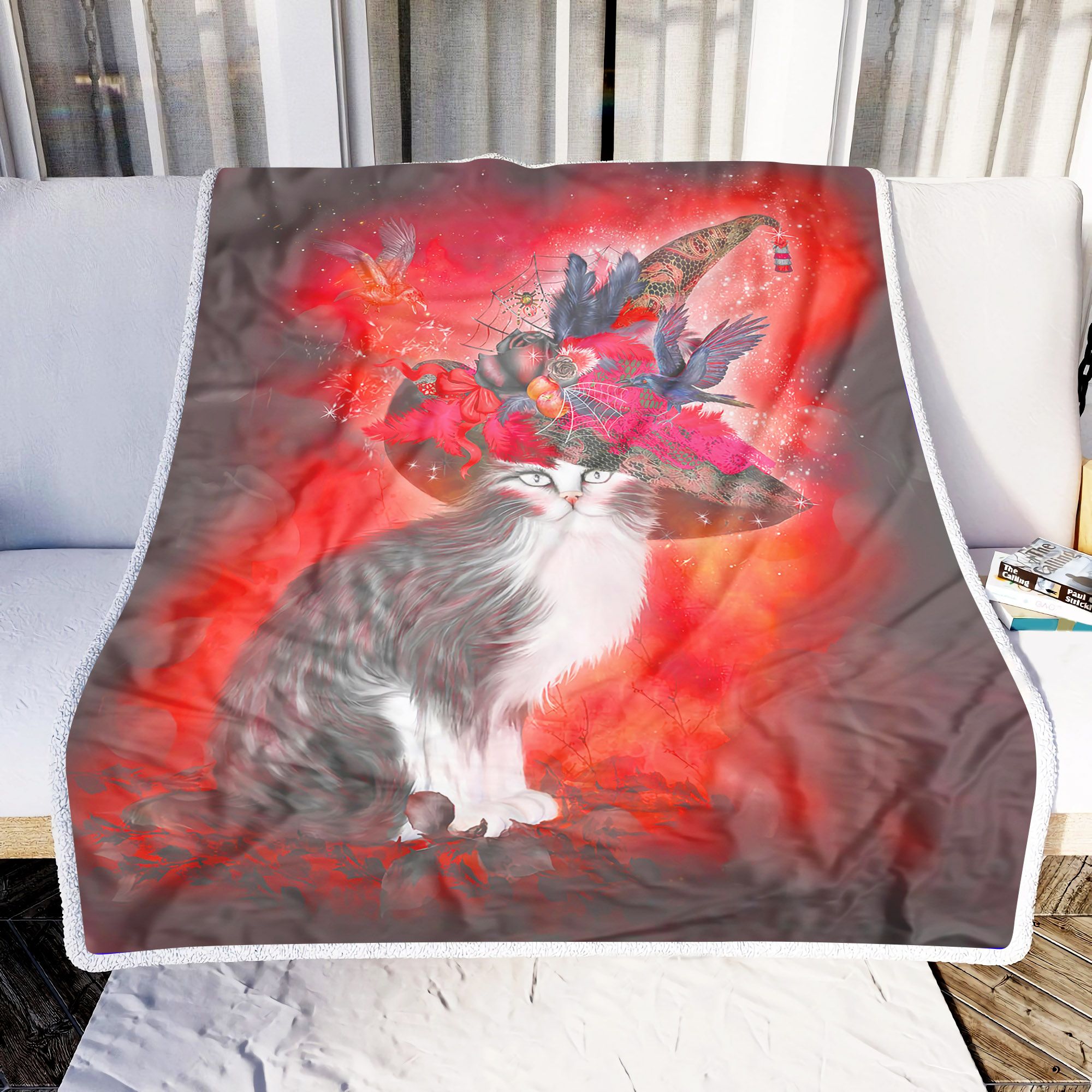 Cat In Fancy With Hat Fleece Blanket