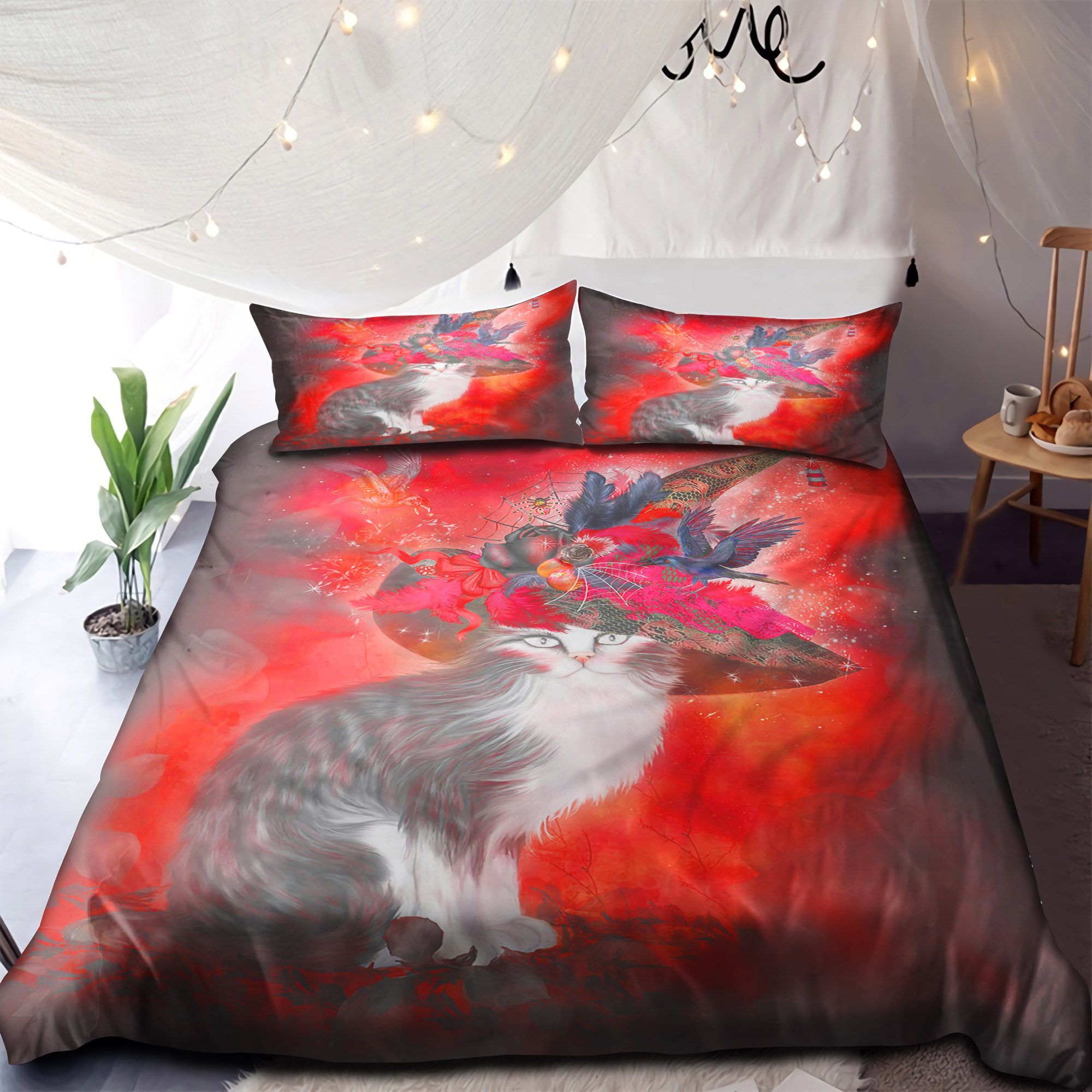 Cat In Fancy With Hat Bedding Set