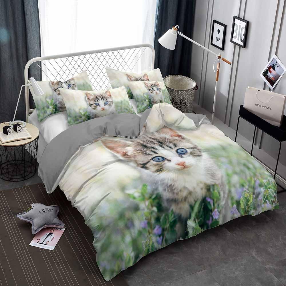 Cat In Flower Garden Printed Bedding Set