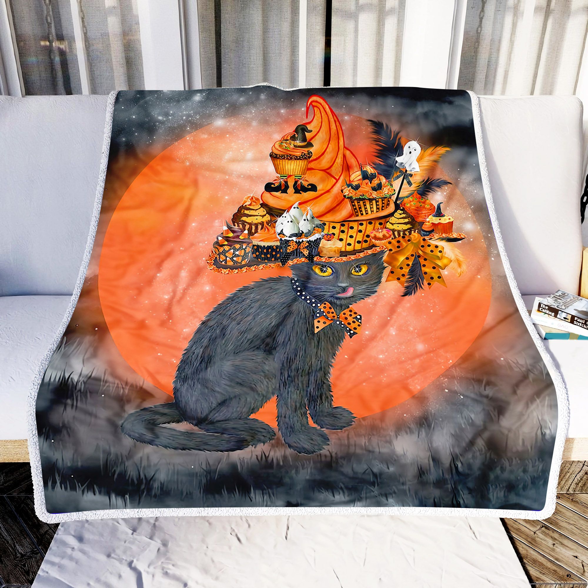 Cat In Halloween Cup Cake Fleece Blanket