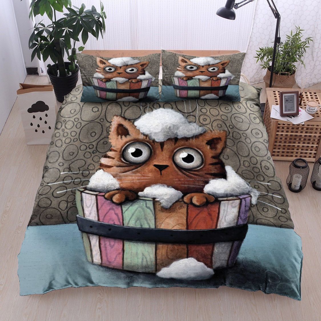 Cat In Rainbow Bath Bedding Set