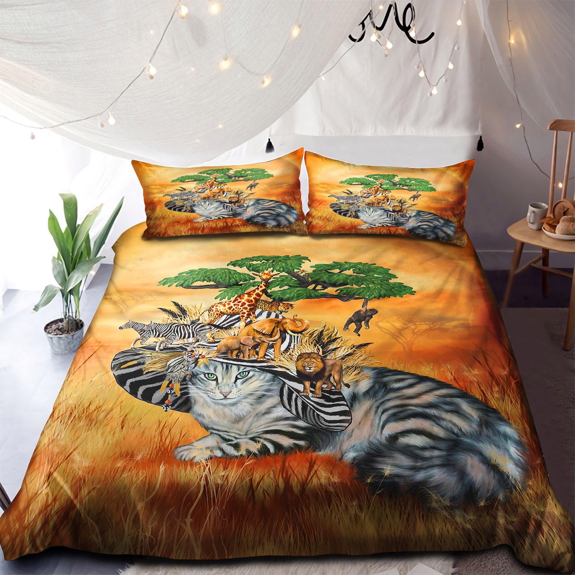 Cat In Safari Hat Bedding Set