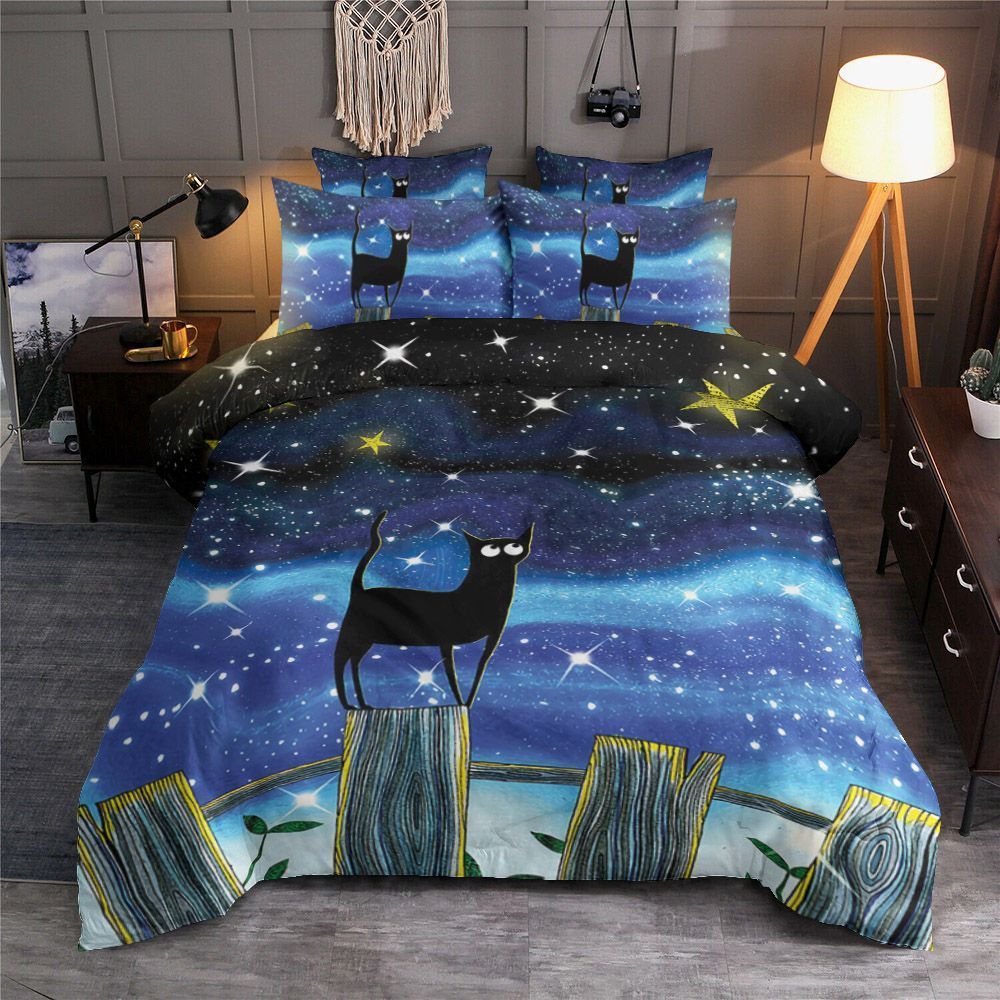 Cat Is Looking At The Sky Night Bedding Set