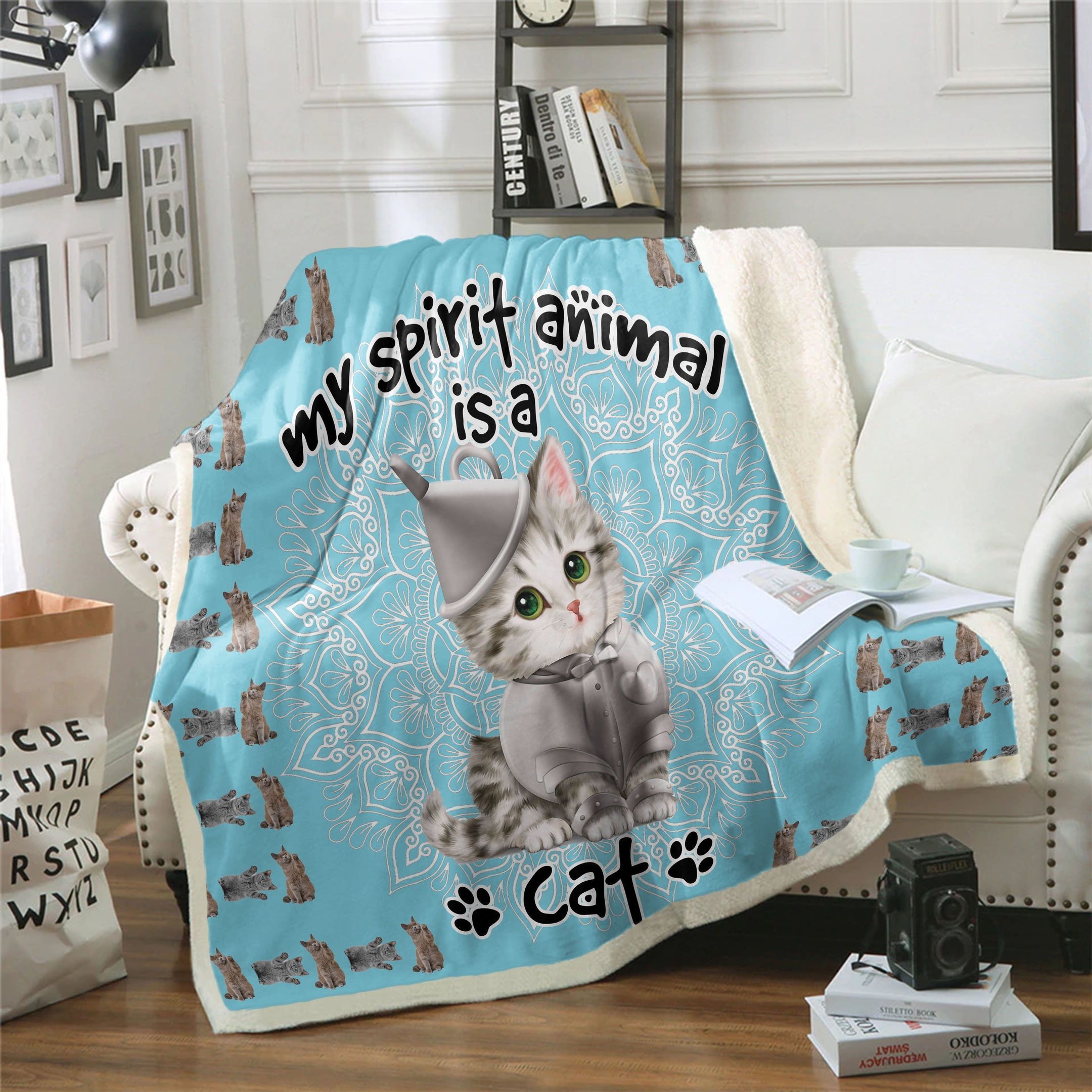 Cat Is My Spirit Animal Sherpa Fleece Blanket