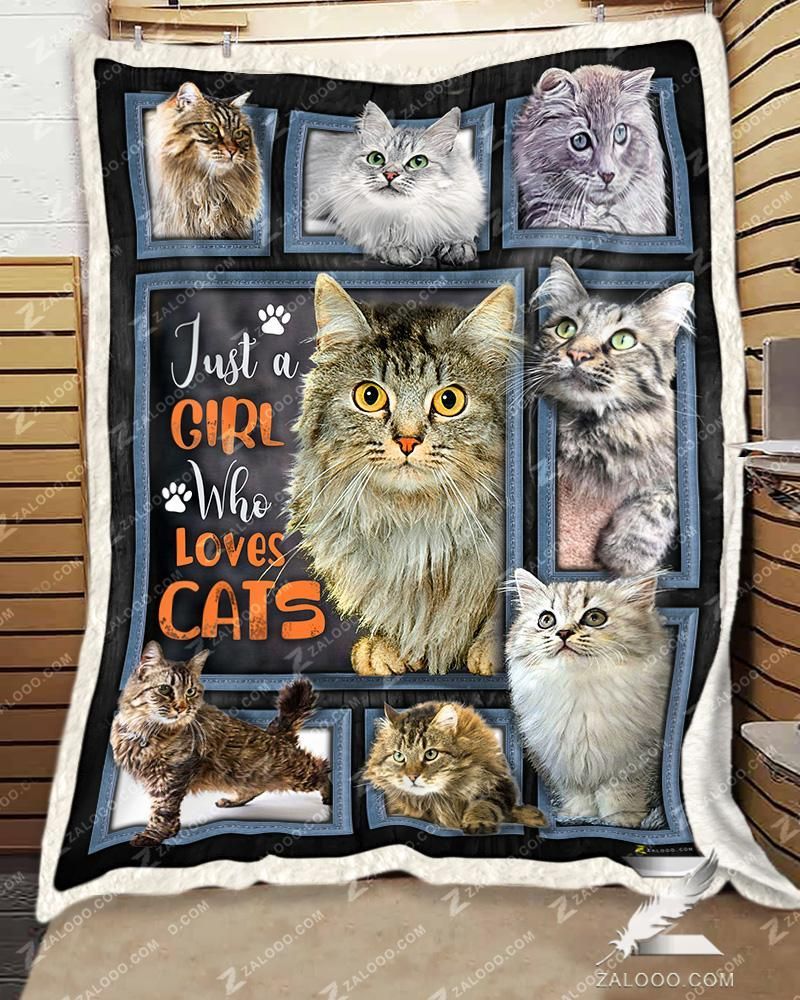 Cat Just A Girl Loves Cats Sherpa Fleece Blanket
