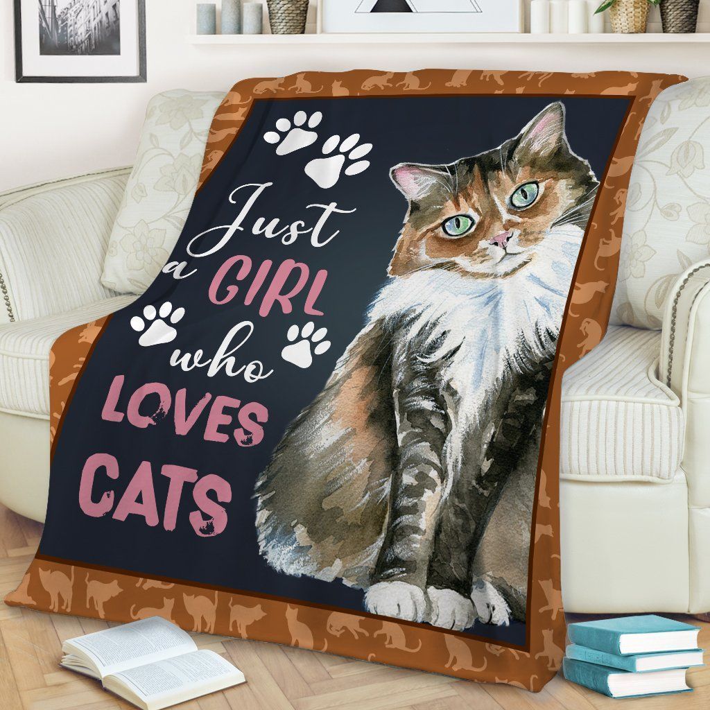 Cat Just A Girl Who Loves Cats Sherpa Fleece Blanket