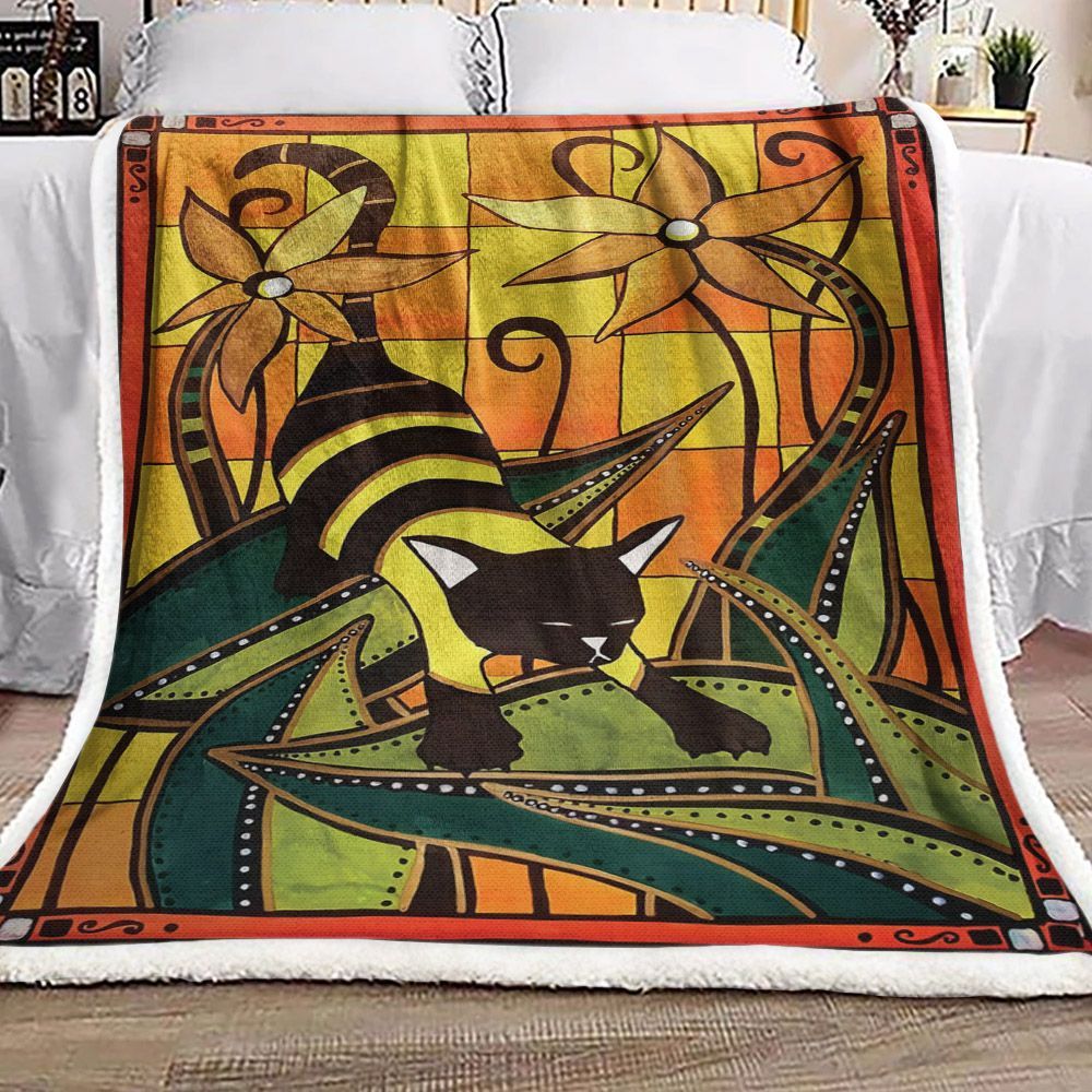 Cat Kitty Bee Sherpa Fleece Blanket