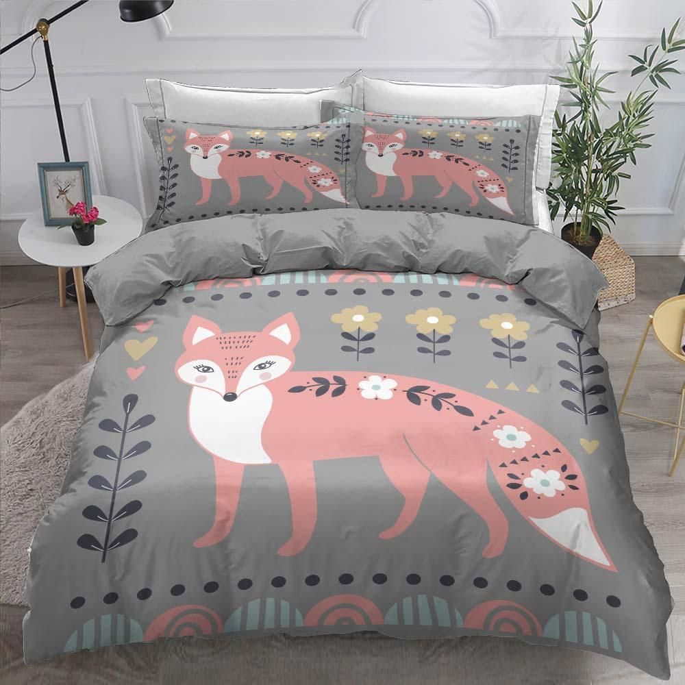 Cat Lady Floral Background Printed Bedding Set