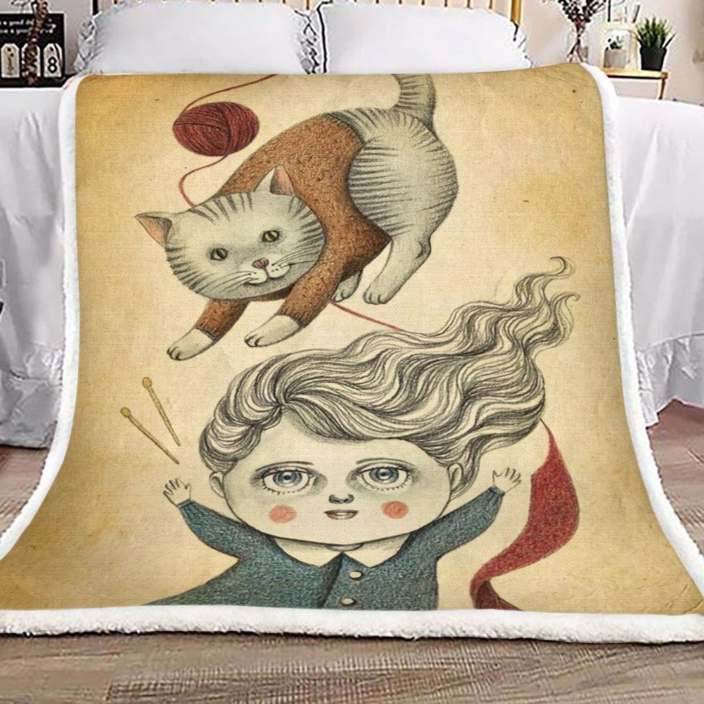 Cat Lady Sherpa Fleece Blanket