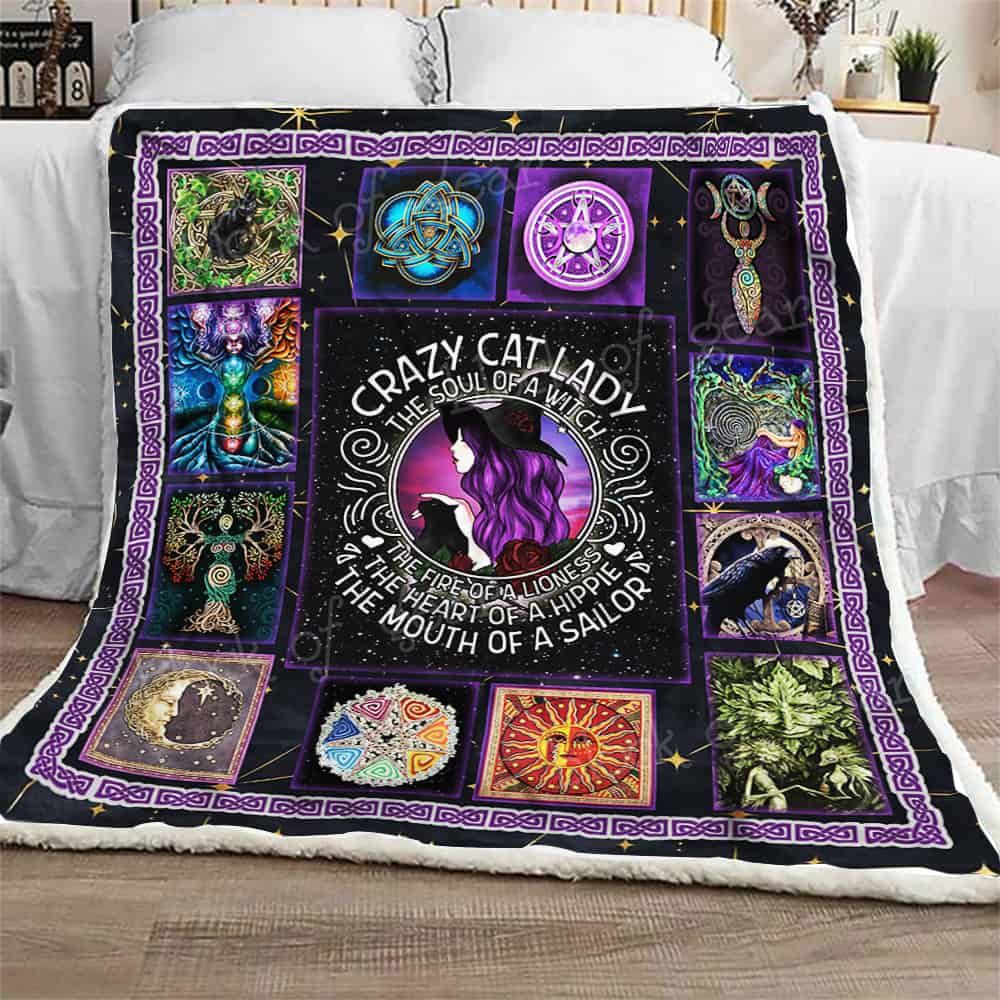 Cat Lady Wicca Sherpa Fleece Blanket