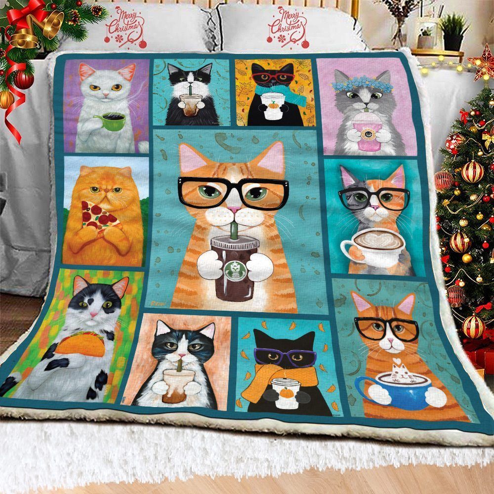 Cat Life Sherpa Fleece Blanket