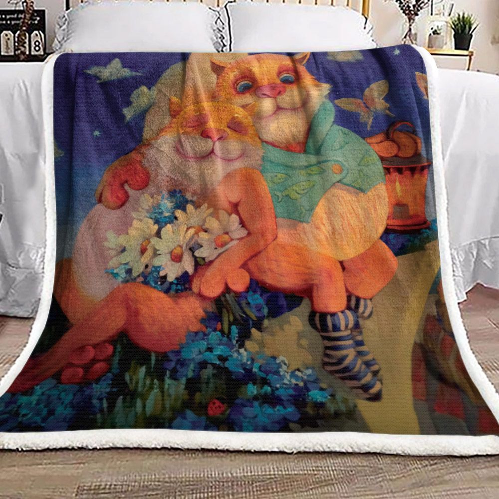 Cat Love Sherpa Fleece Blanket