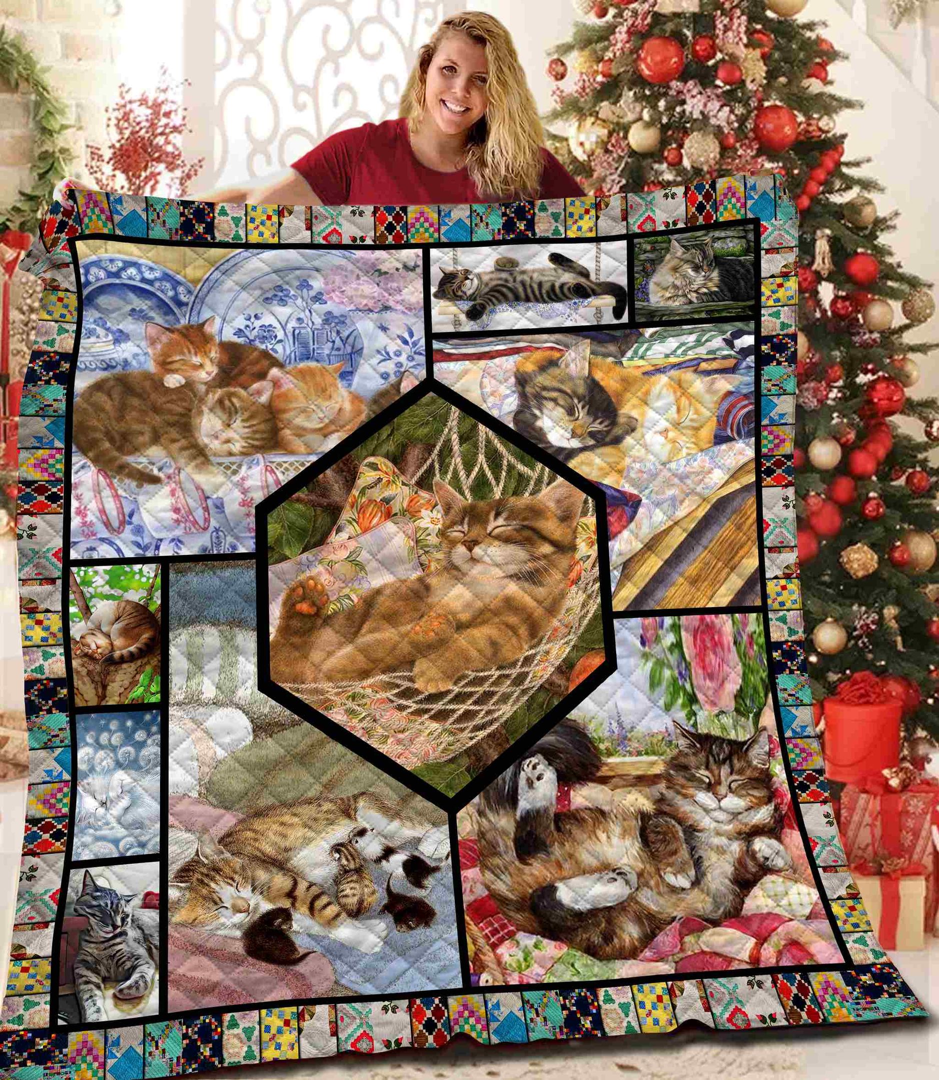 Cat Lovely Cat Moment Quilt Blanket Dhc04011764Dd